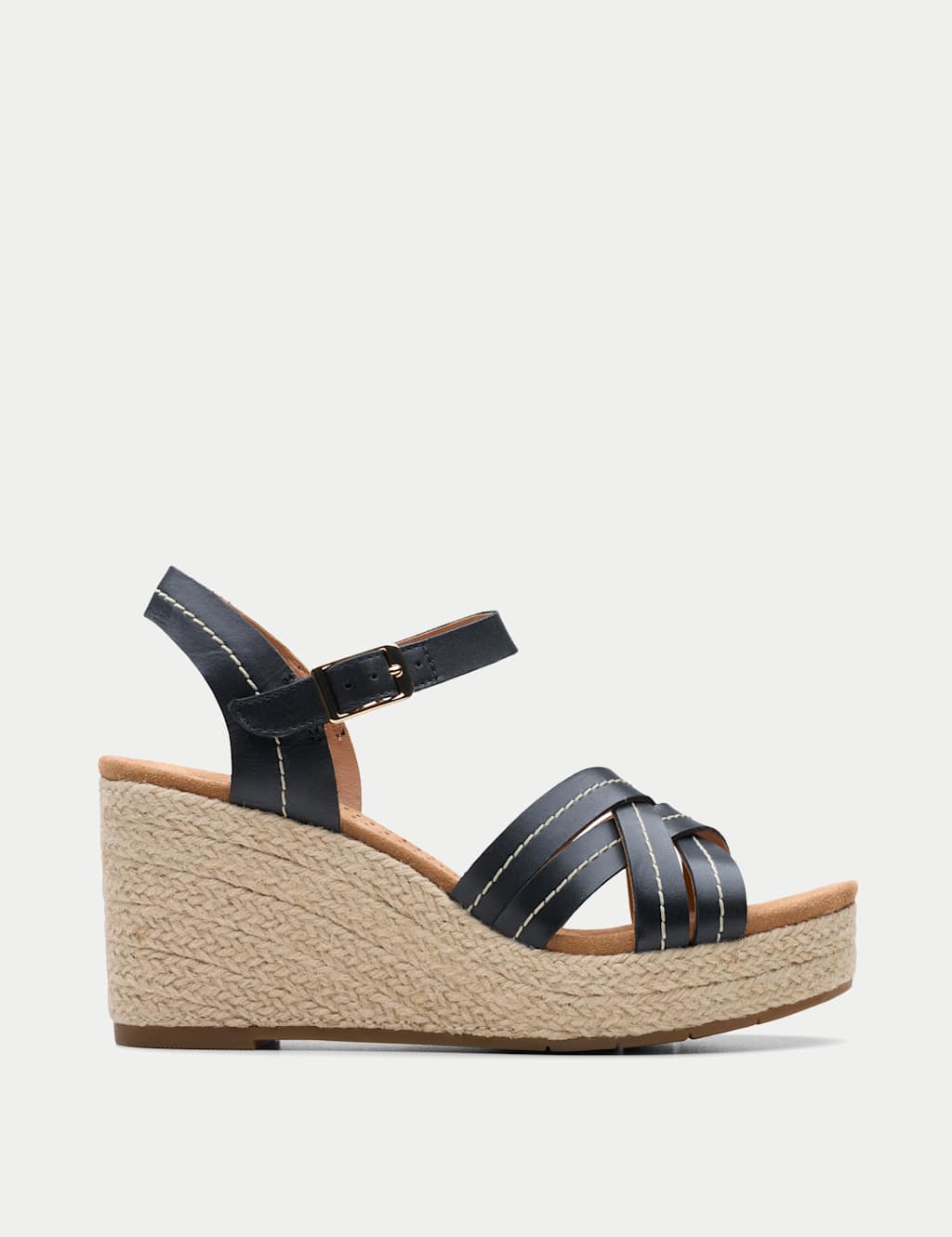Leather Strappy Wedge Espadrille Sandals