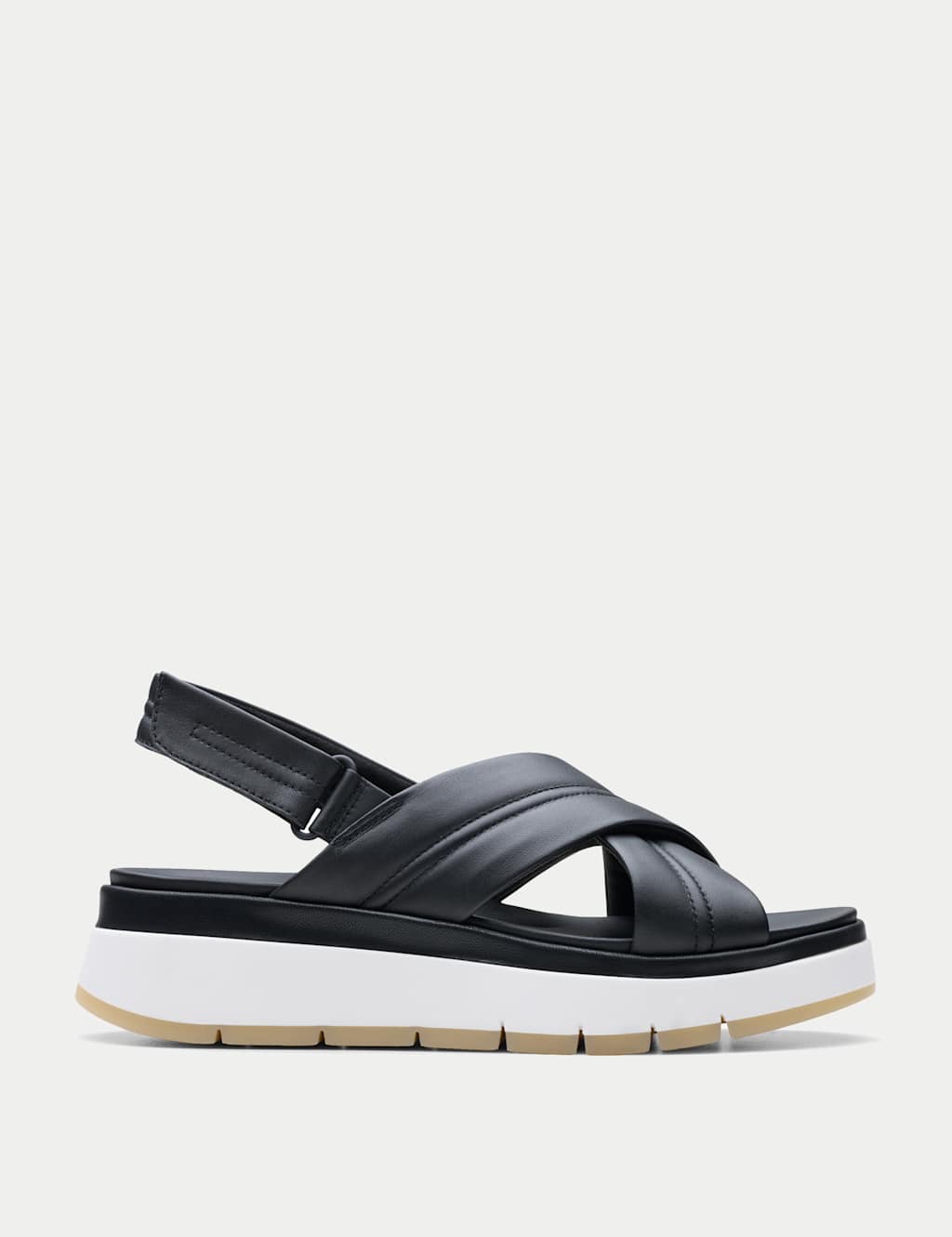 Leather Crossover Ankle Strap Platform Sandals