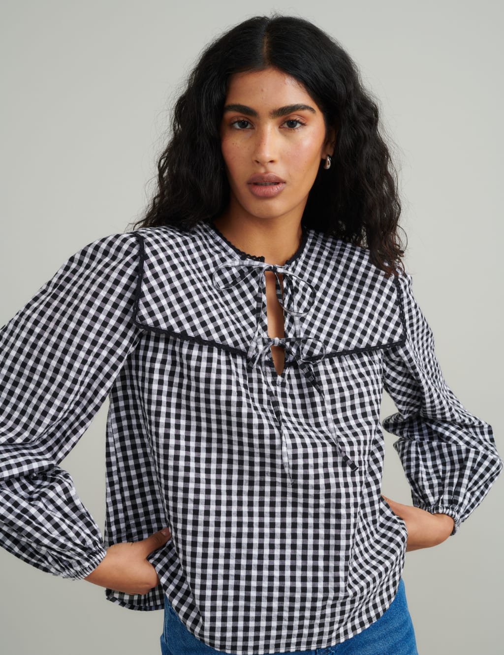 Pure Cotton Checked Blouse