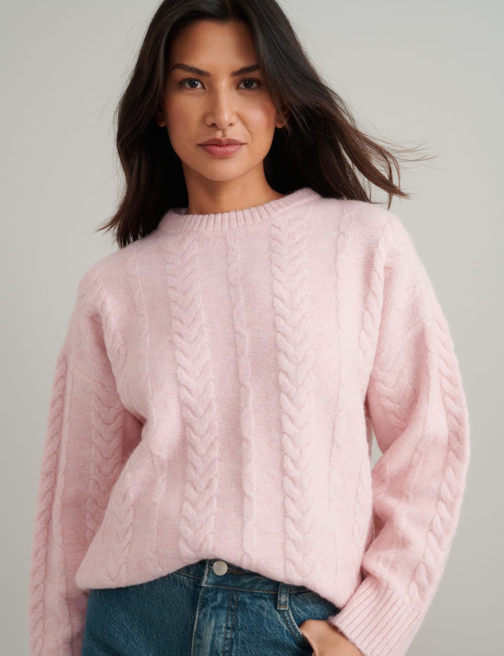 Cable Knit Crew Neck Relaxed Jumper