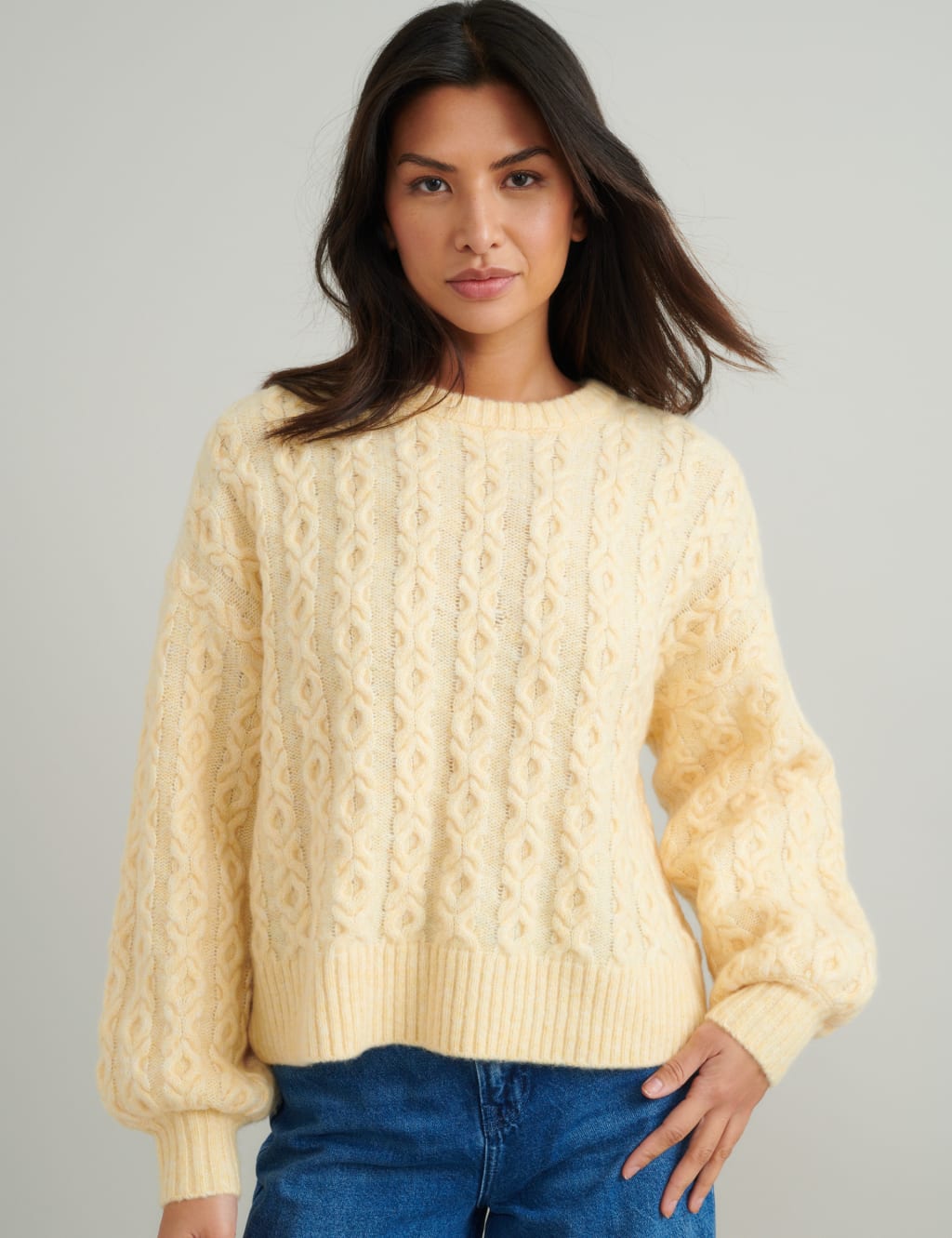 Wool Rich Cable Knit Relaxed Jumper
