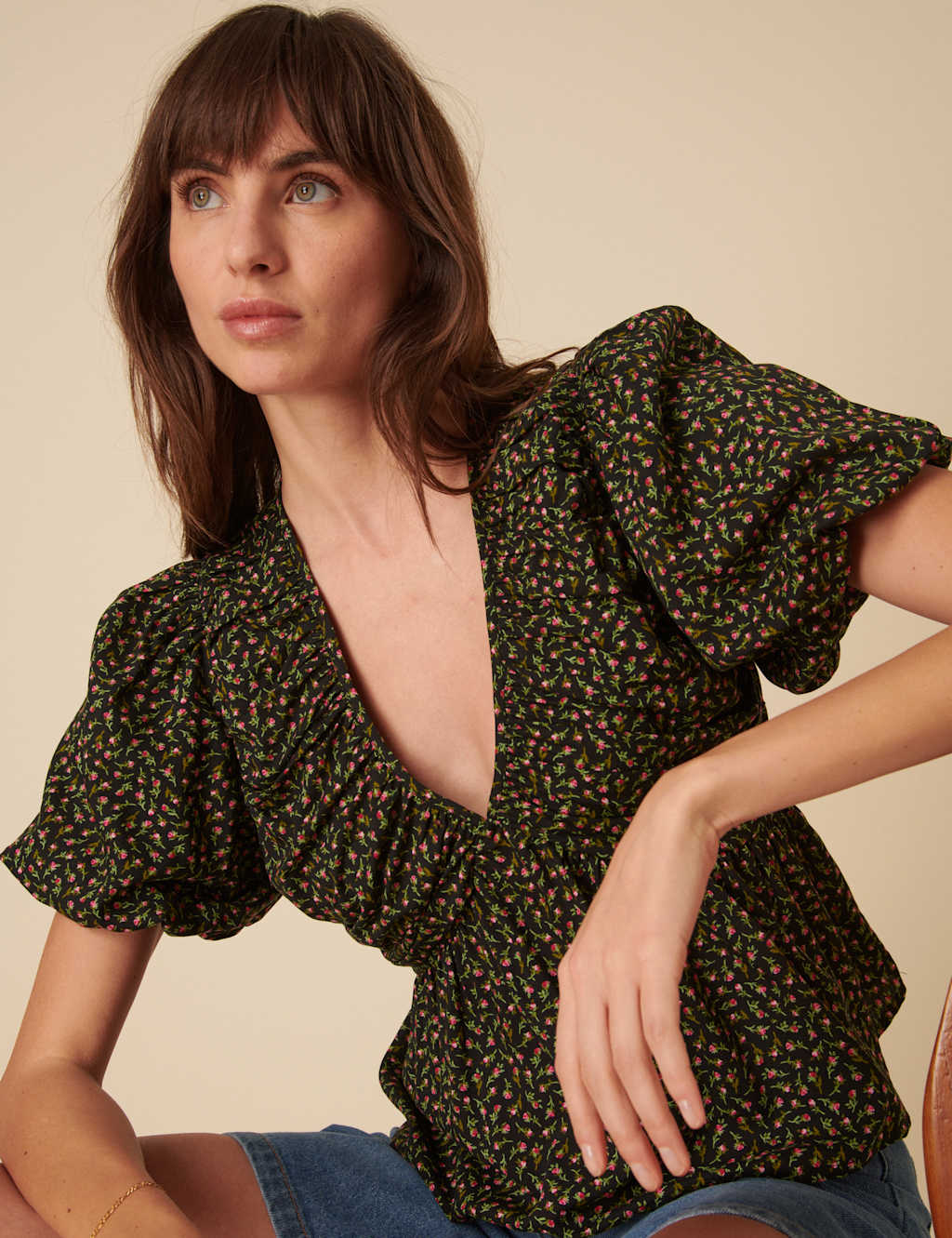 V-Neck Floral Blouse