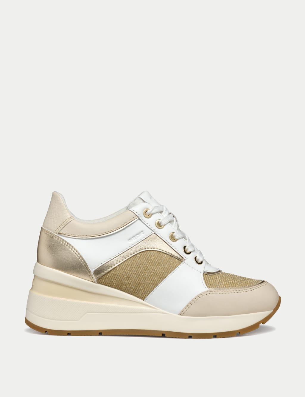 Leather Colour Block Wedge Trainers