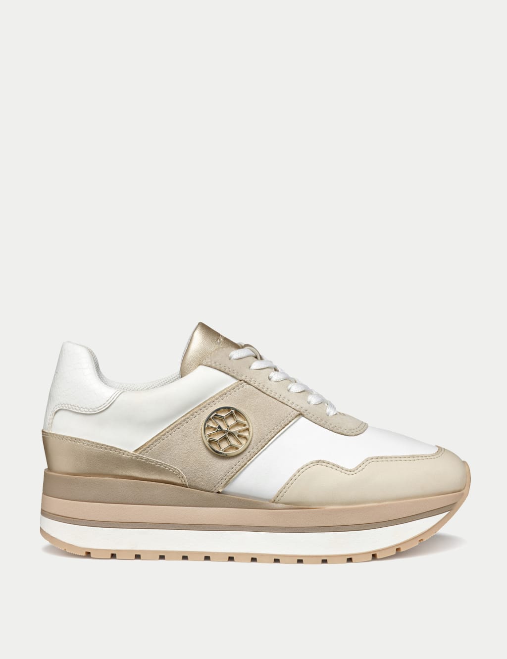 Leather Lace Up Platform Trainers