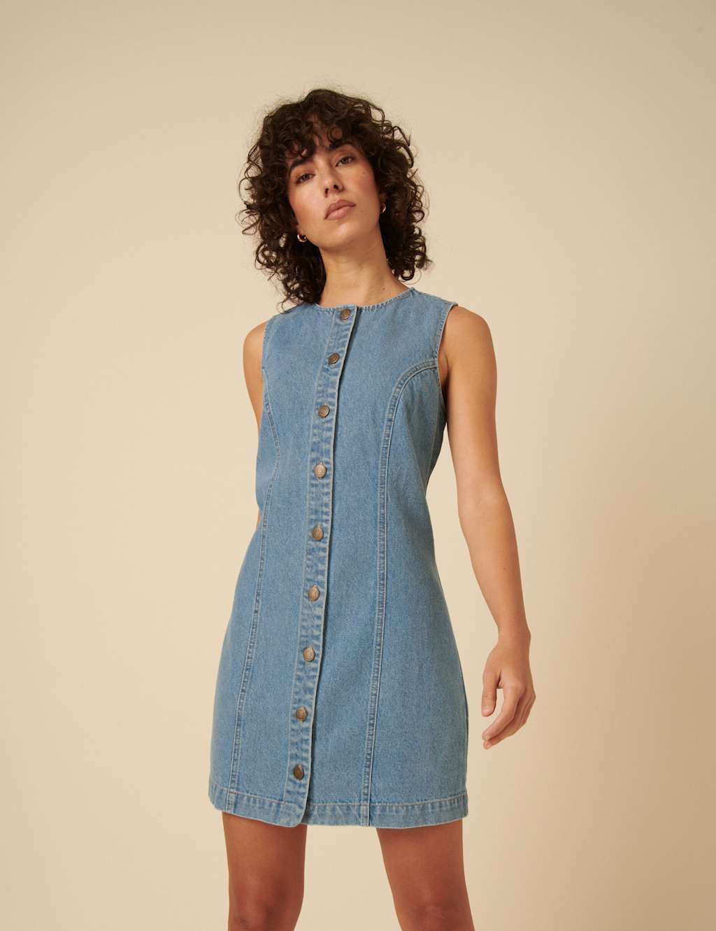 Pure Cotton Denim Tailored Mini Dress