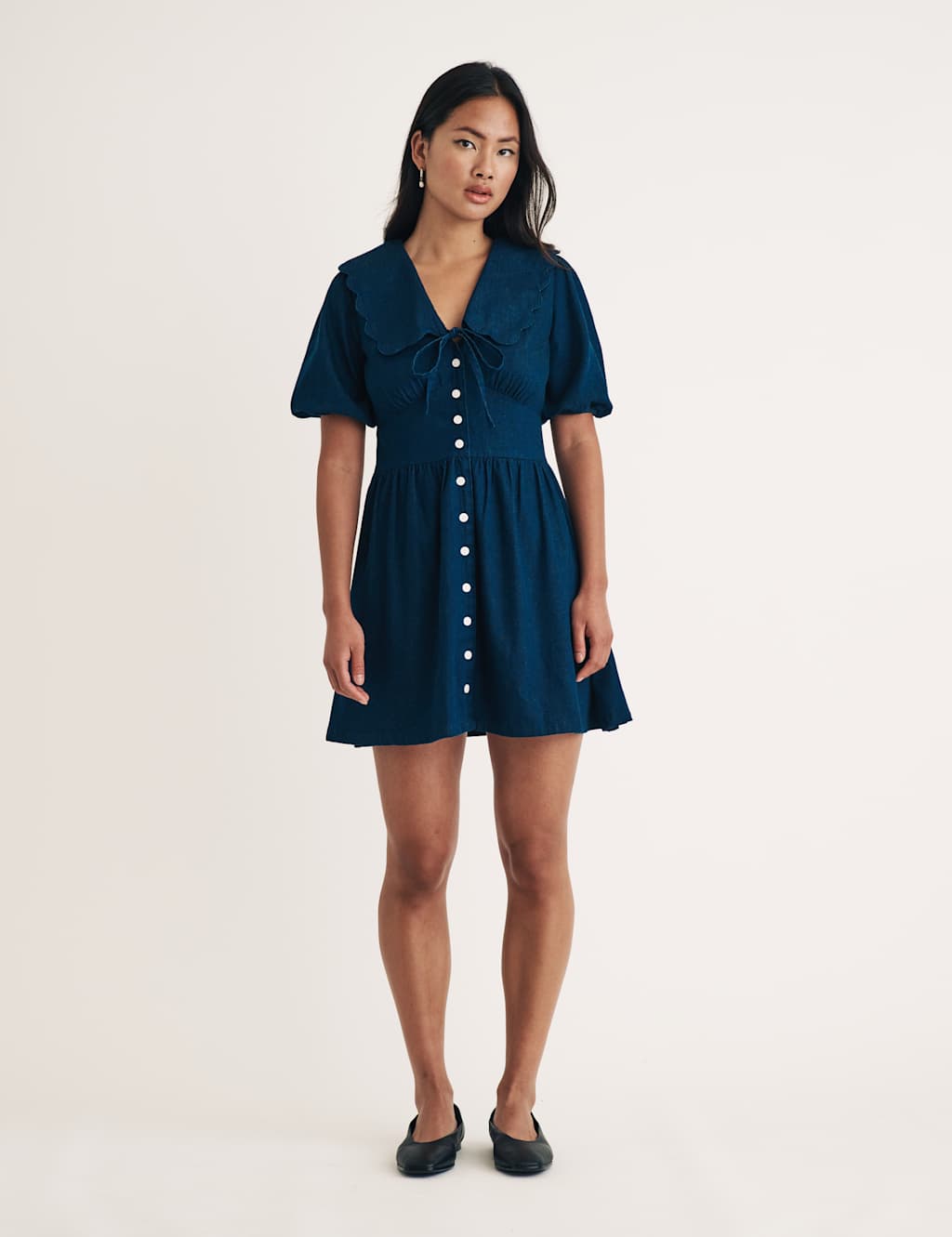 Denim Peter Pan Collar Mini Dress