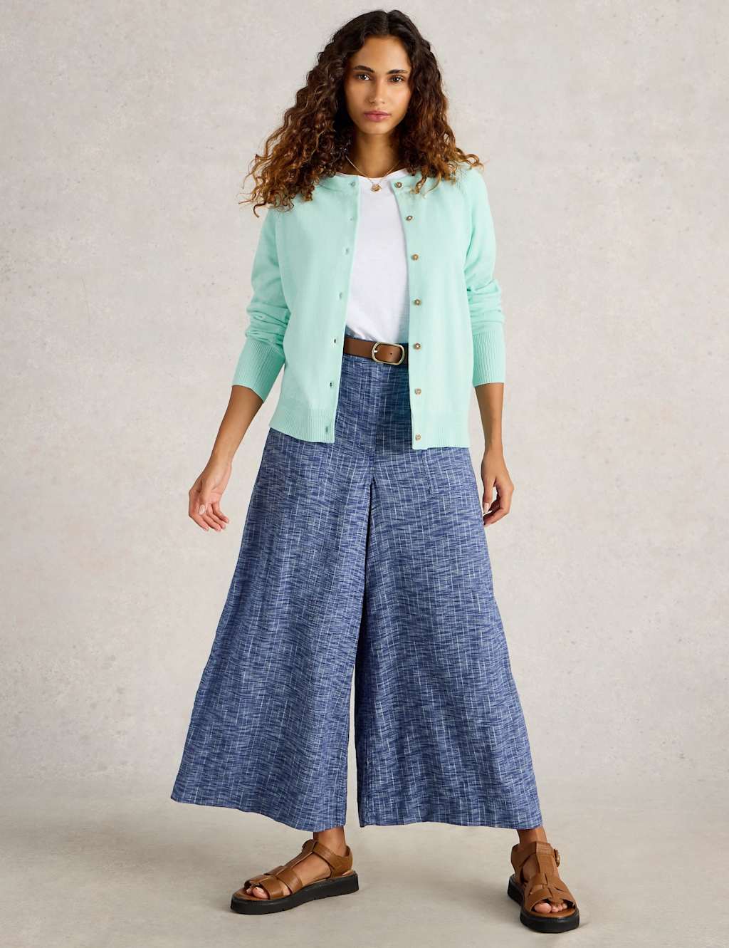 Pure Cotton Crew Neck Cardigan