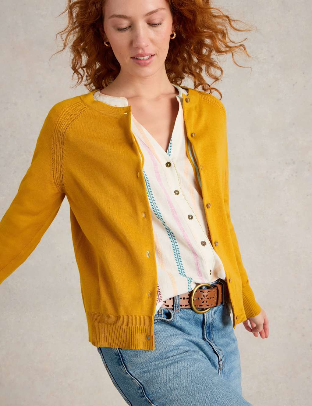 Pure Cotton Crew Neck Cardigan
