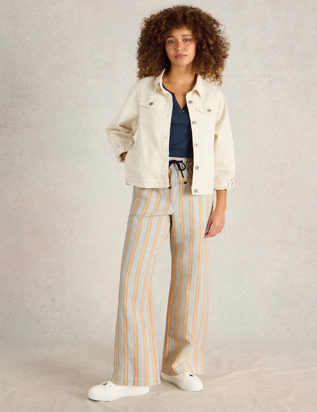 Linen Rich Striped Trousers