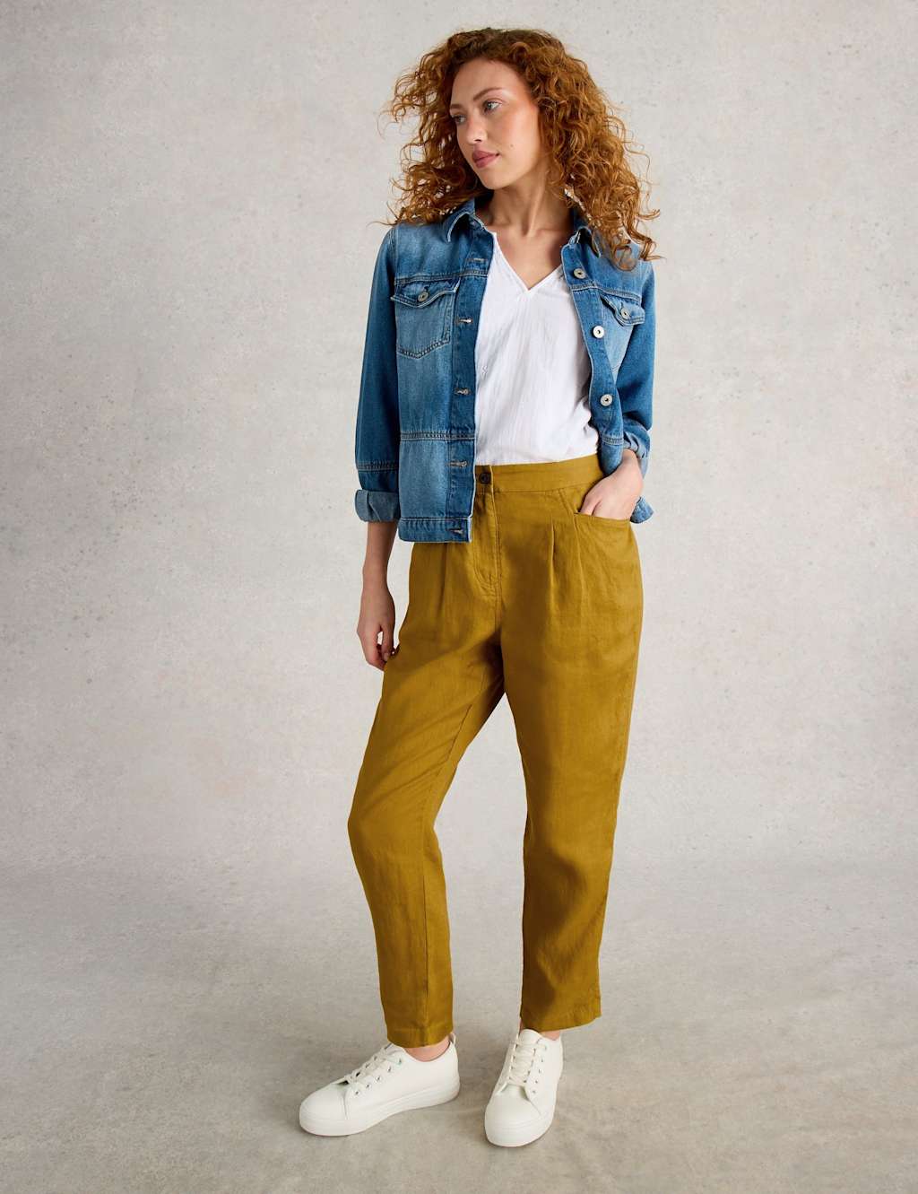 Pure Linen Tapered Trousers