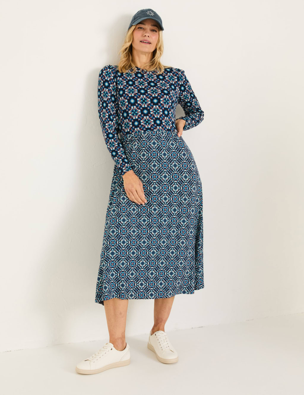 Geometric Midi Waisted Dress