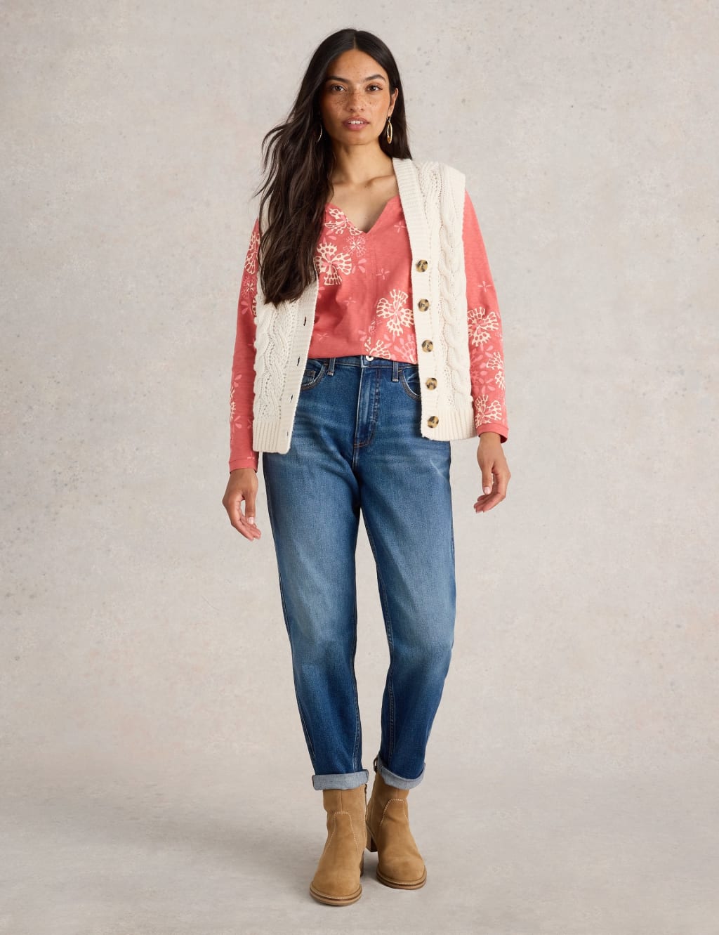 Pure Cotton Printed Notch Neck Top