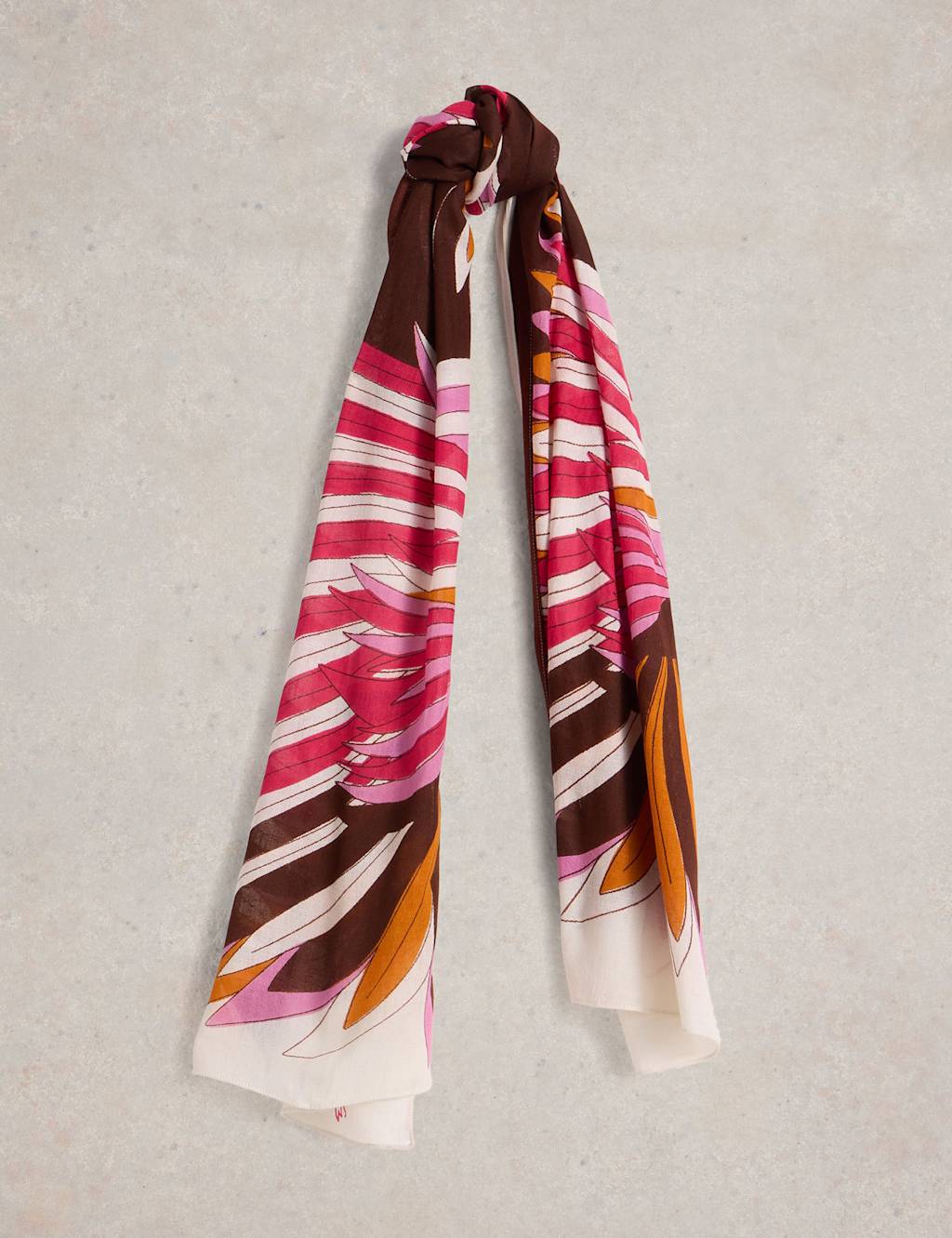 Cotton Blend Bird Print Scarf