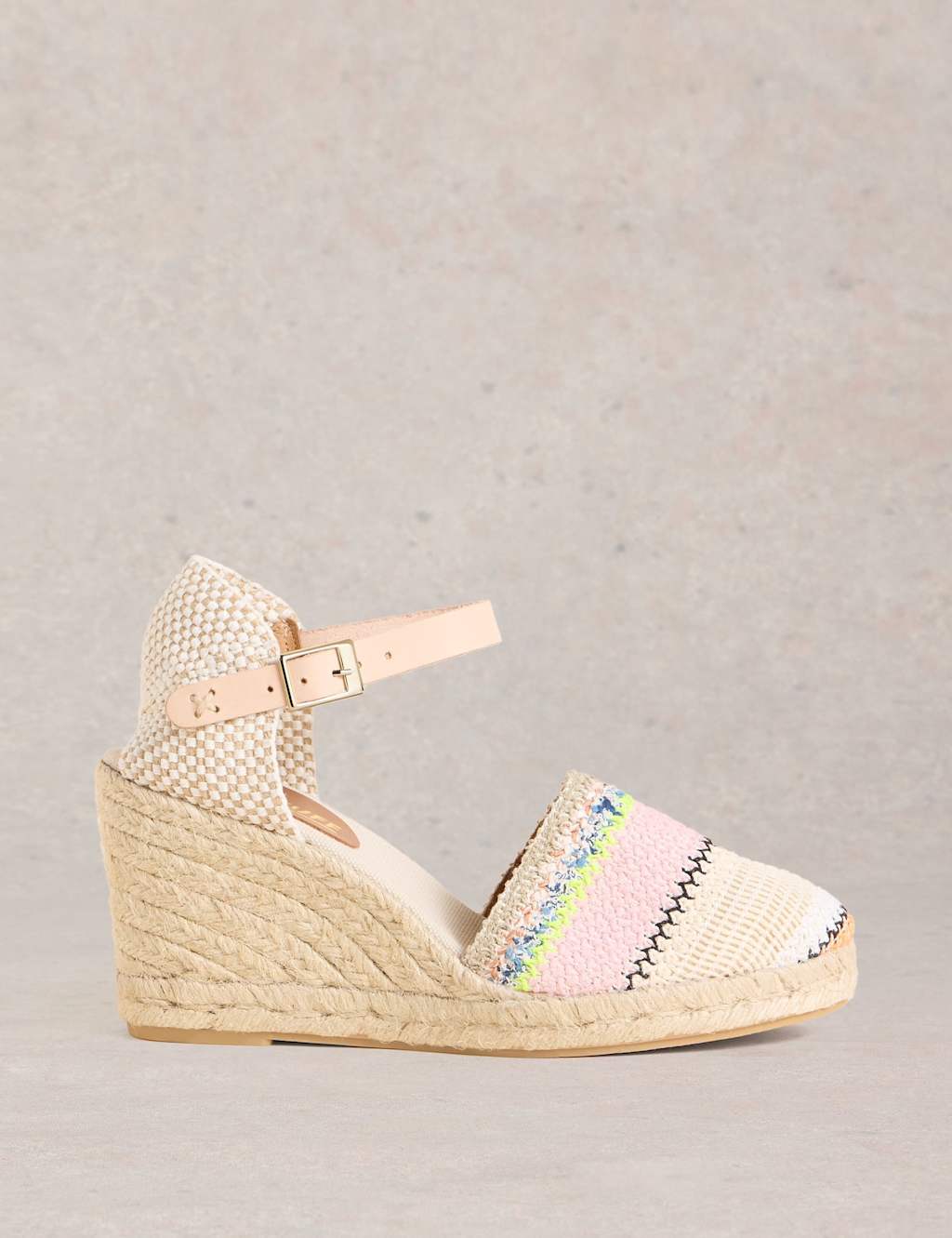 Leather Ankle Strap Wedge Espadrilles