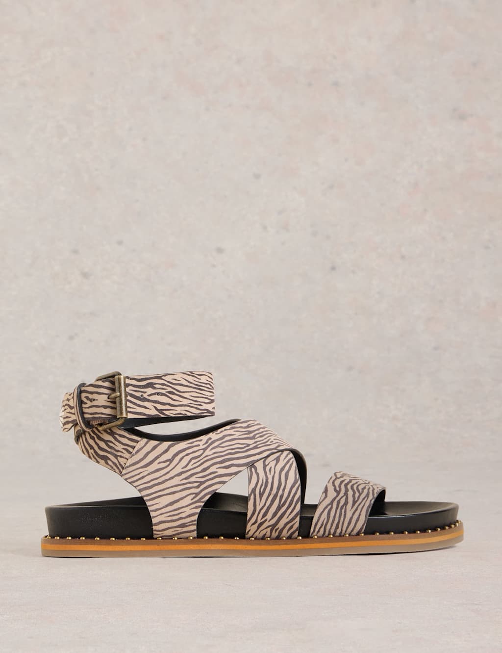 Leather Animal Print Gladiator Sandals