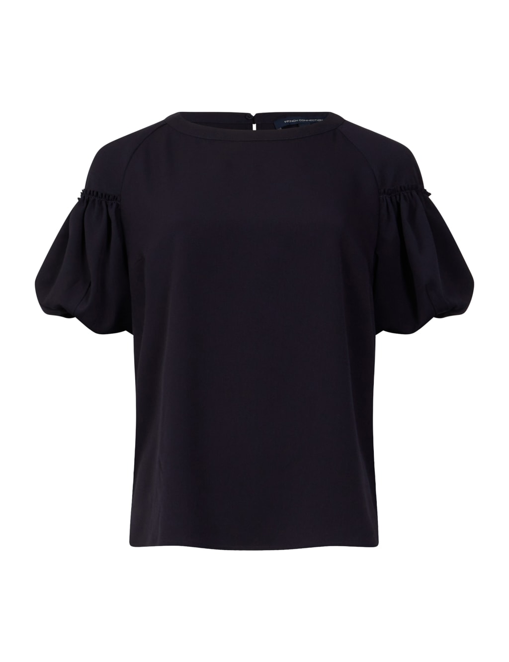 Crepe Round Neck Puff Sleeve Top