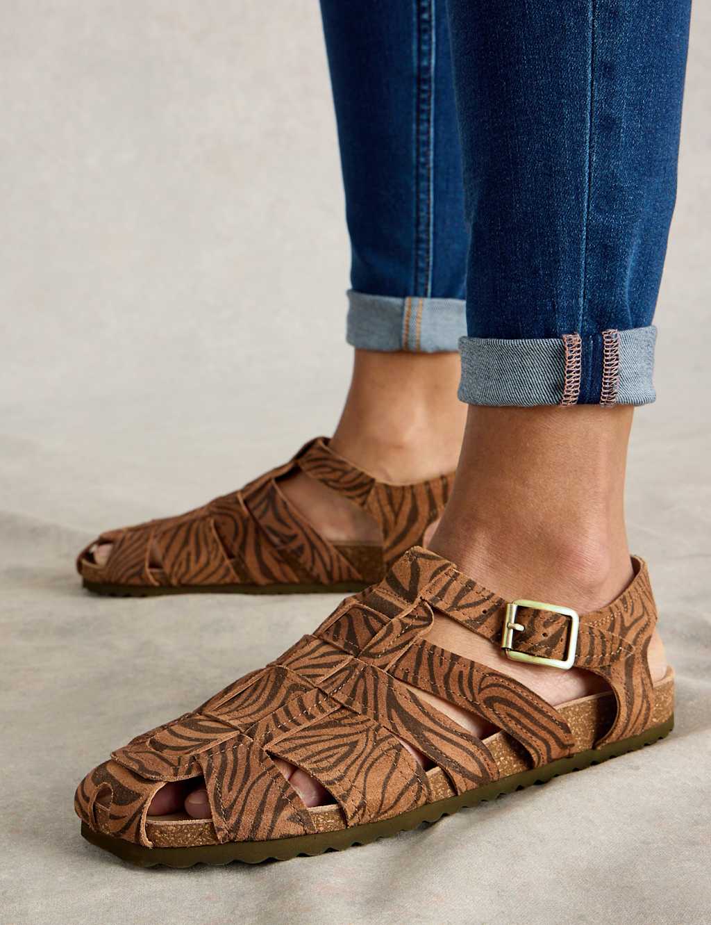 Suede Animal Print Footbed Sandals