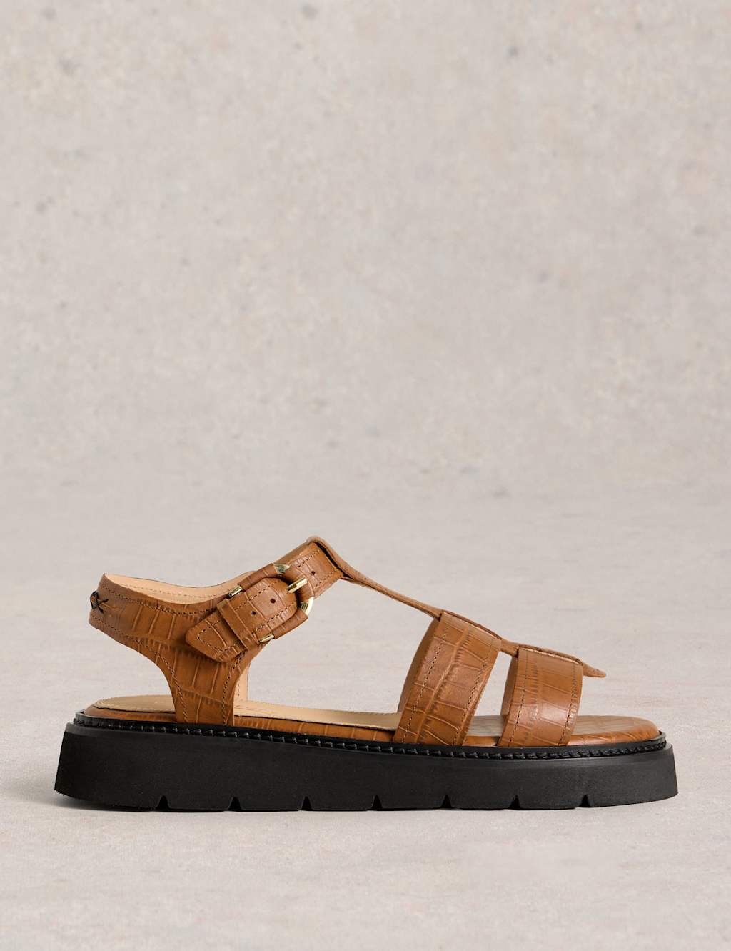 Leather Metallic Platform Sandals