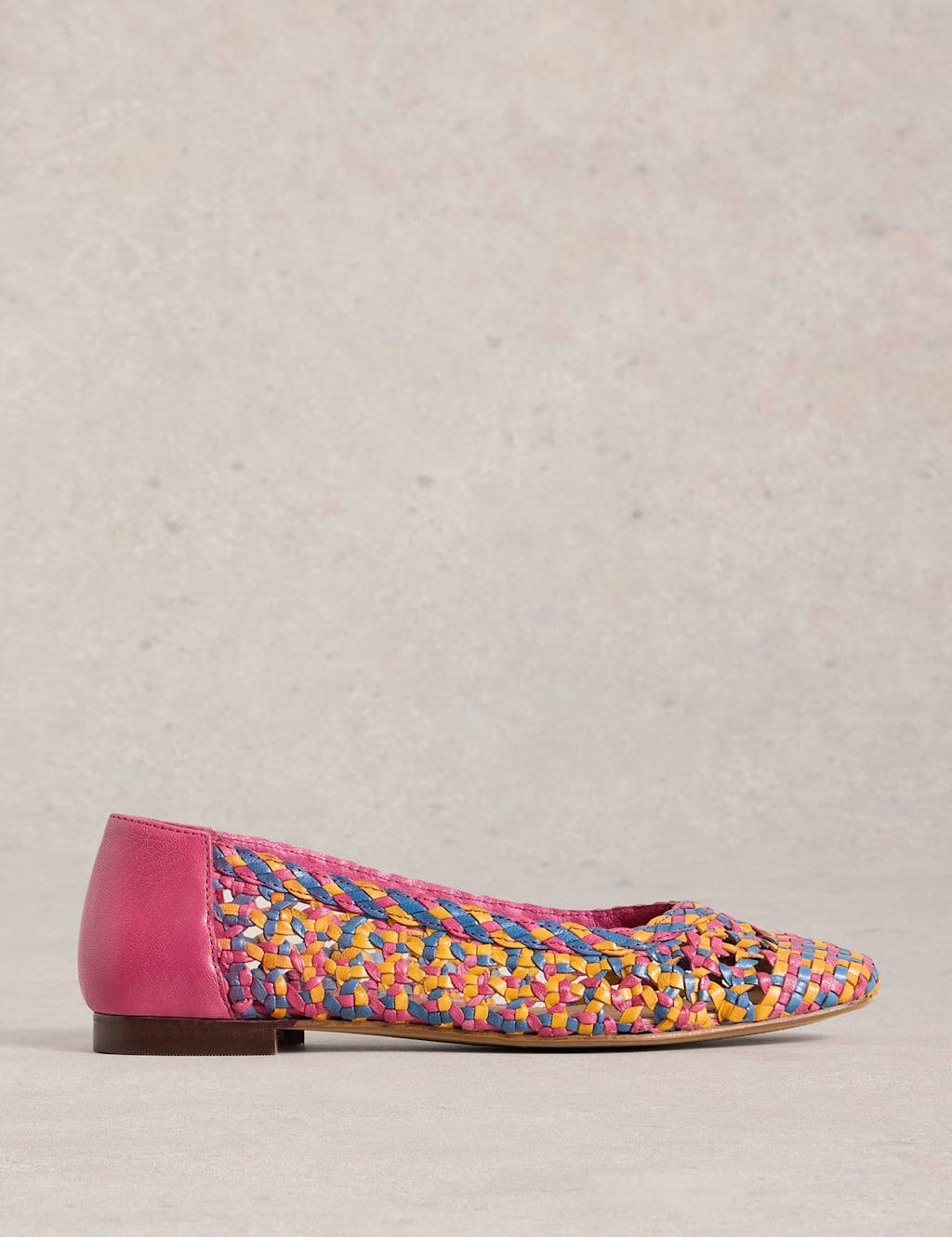 Leather Woven Colour Block Ballet Pumps