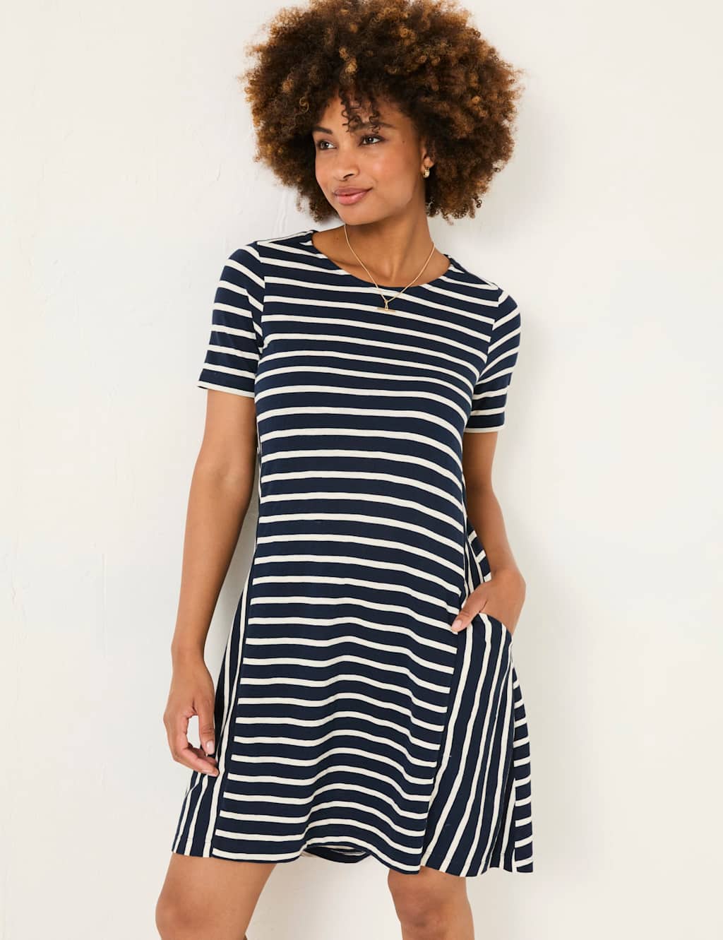 Cotton Rich Striped Mini Skater Dress