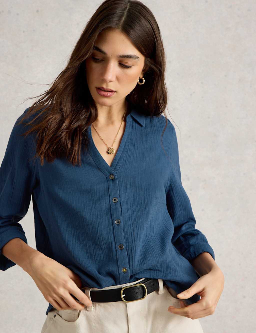 Pure Cotton Collared Shirt