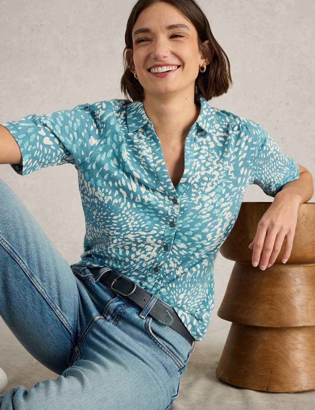 Pure Cotton Printed Collared Shirt