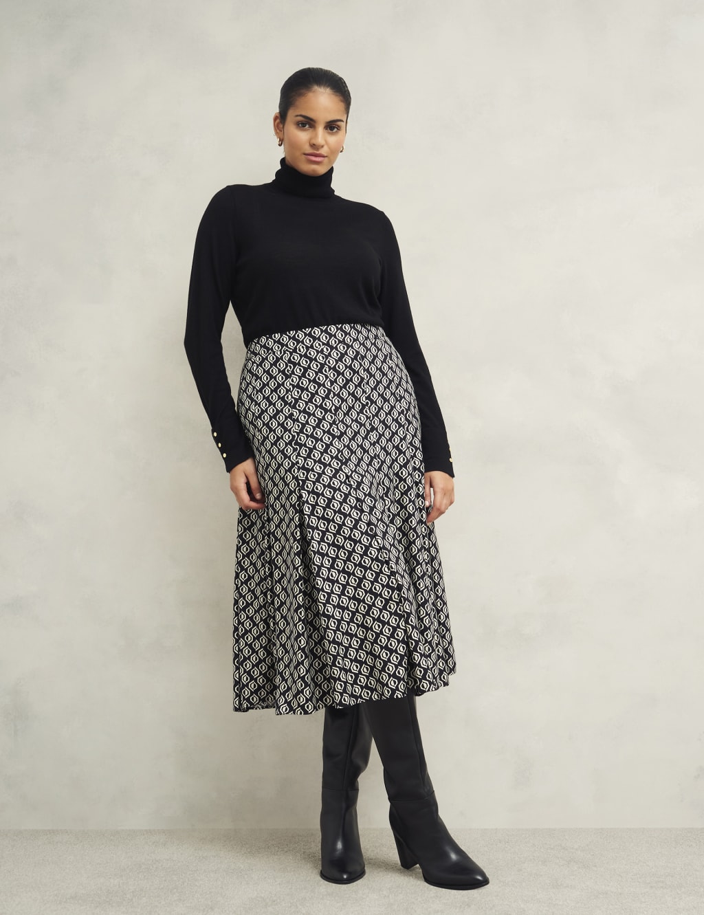 Printed Midi A-Line Skirt