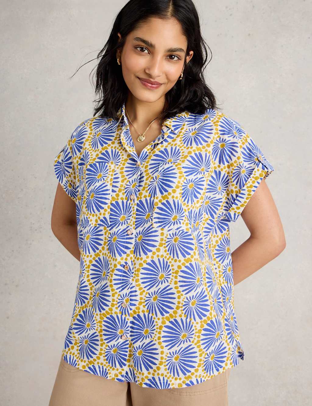 Pure Cotton Printed Button Through Shirt