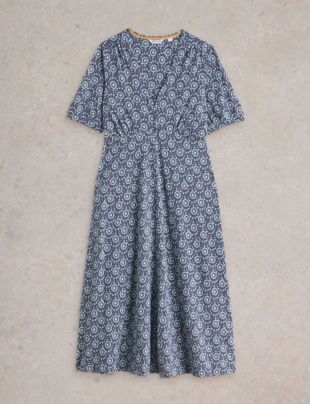 Jersey Printed Midi Waisted Dress