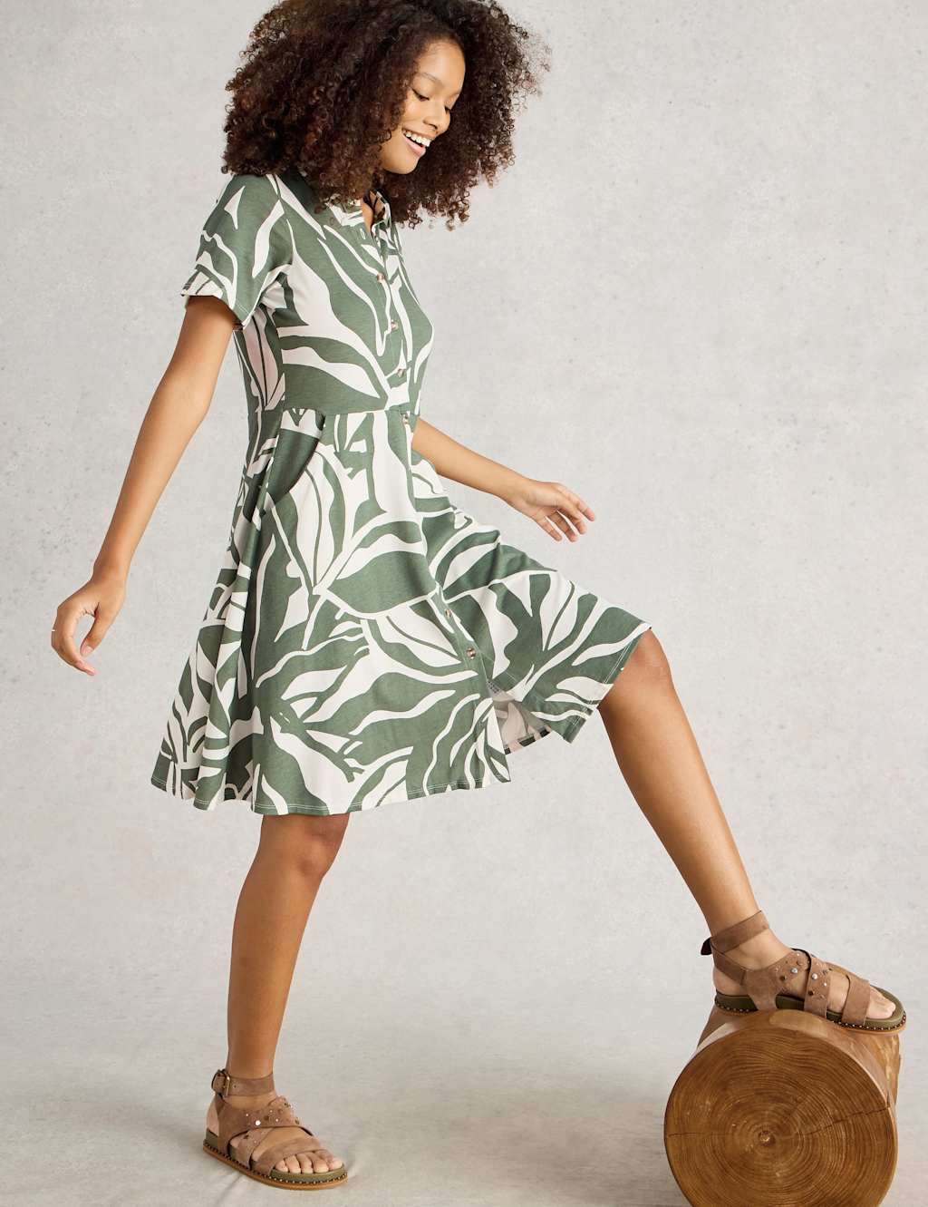 Jersey Printed Knee-Length Shirt Dress
