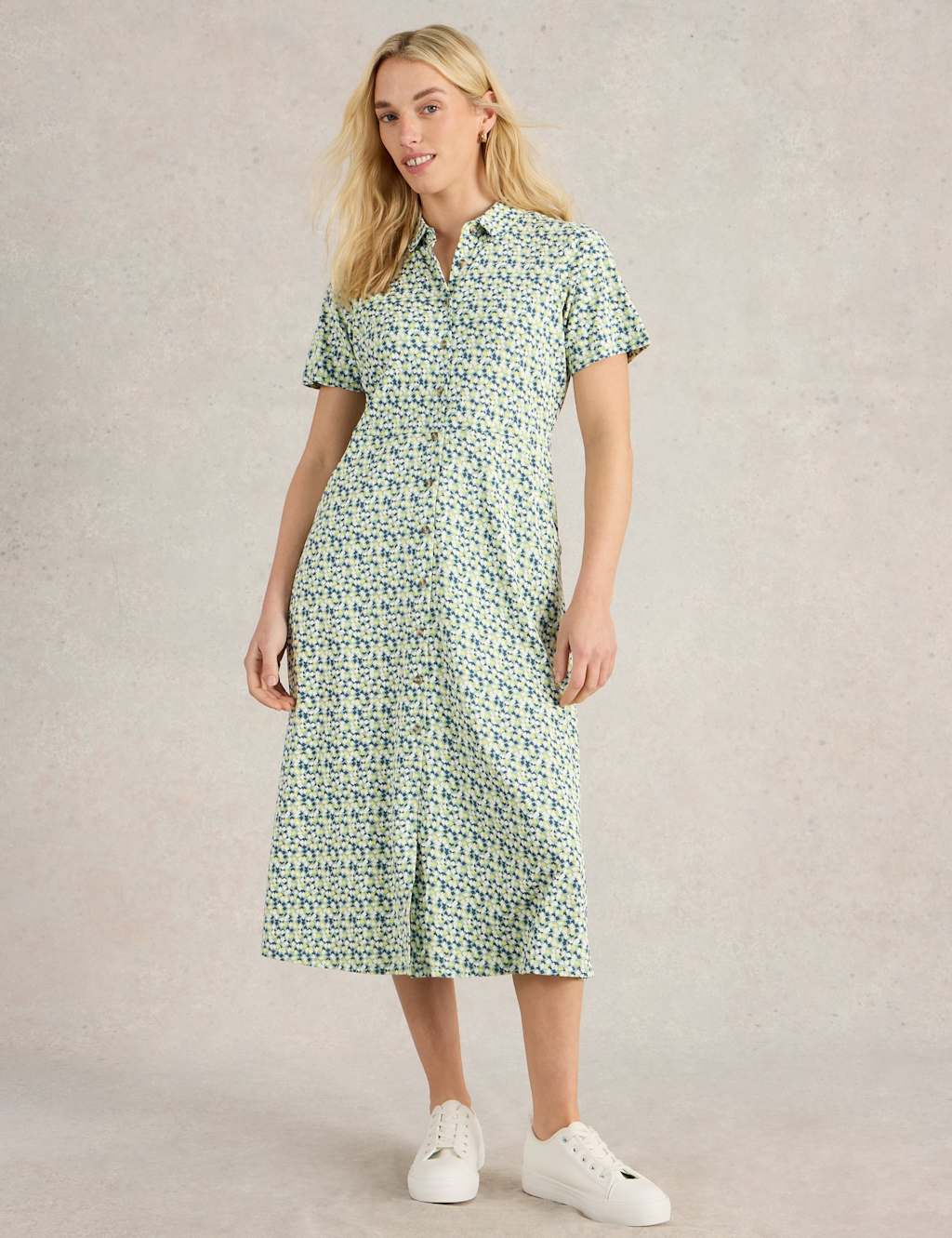 Jersey Printed Midi Shirt Dress