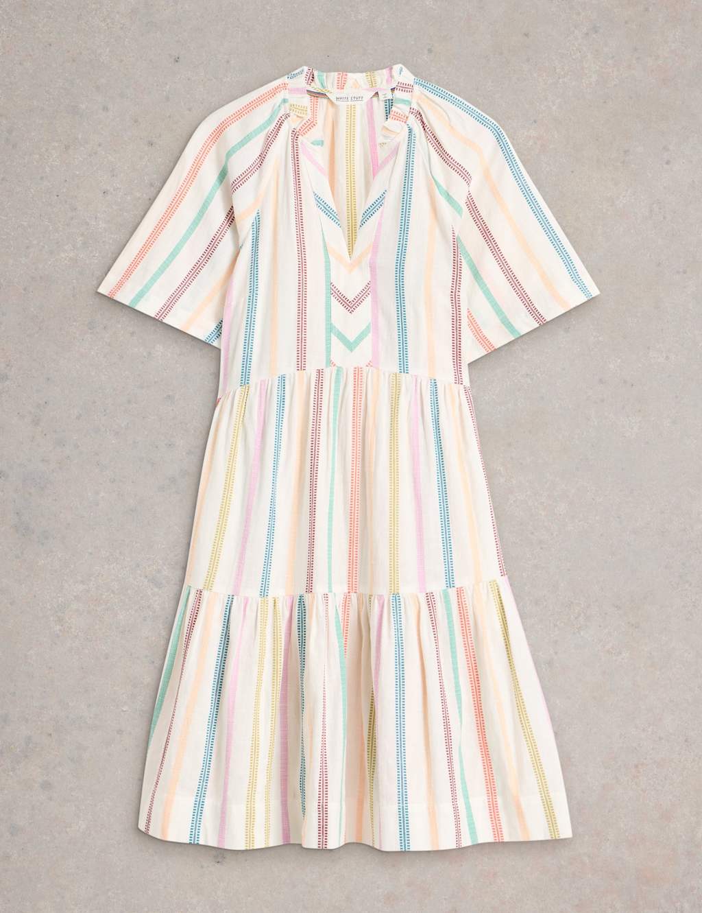 Pure Cotton Striped Tiered Dress