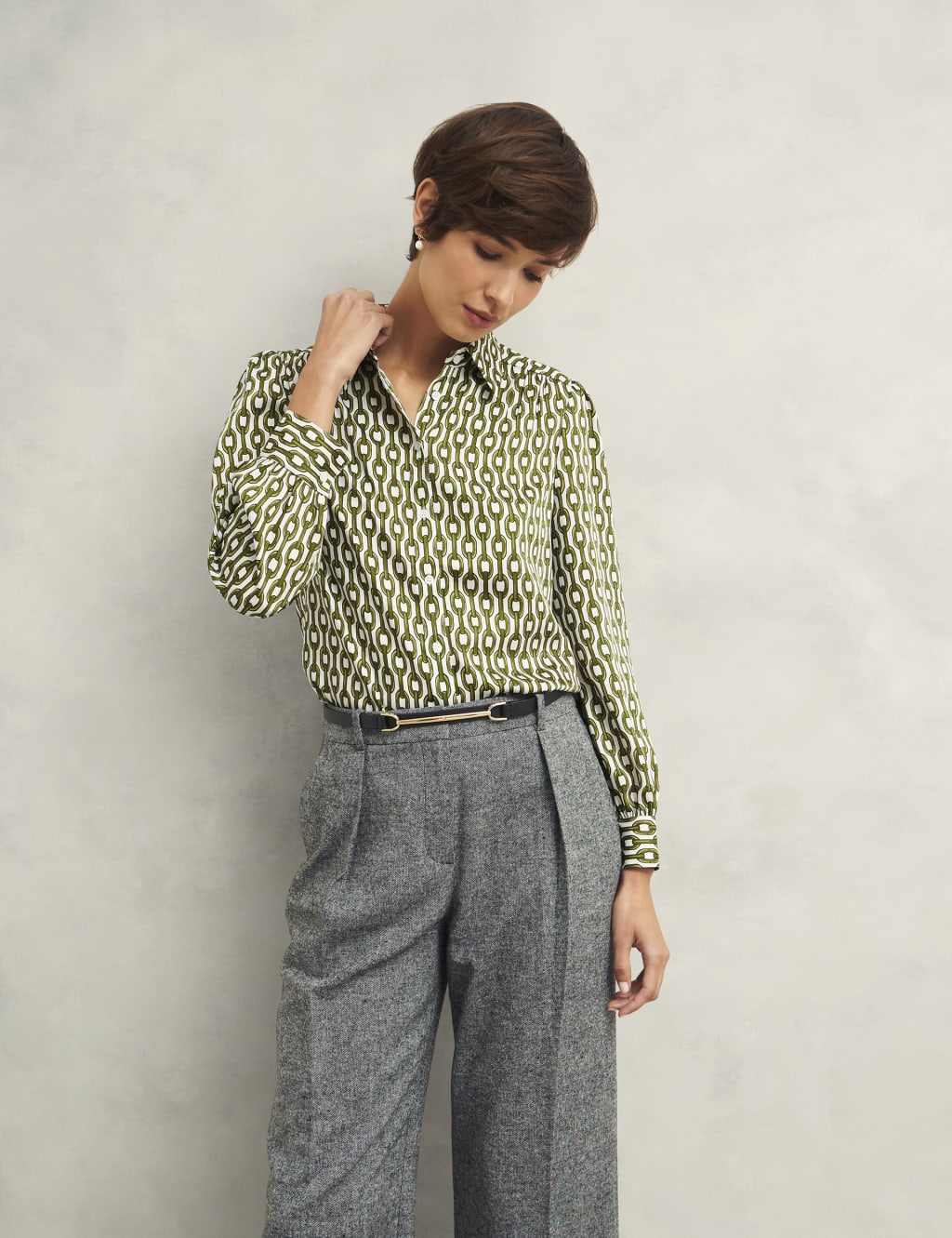 Printed Collared Button Through Shirt