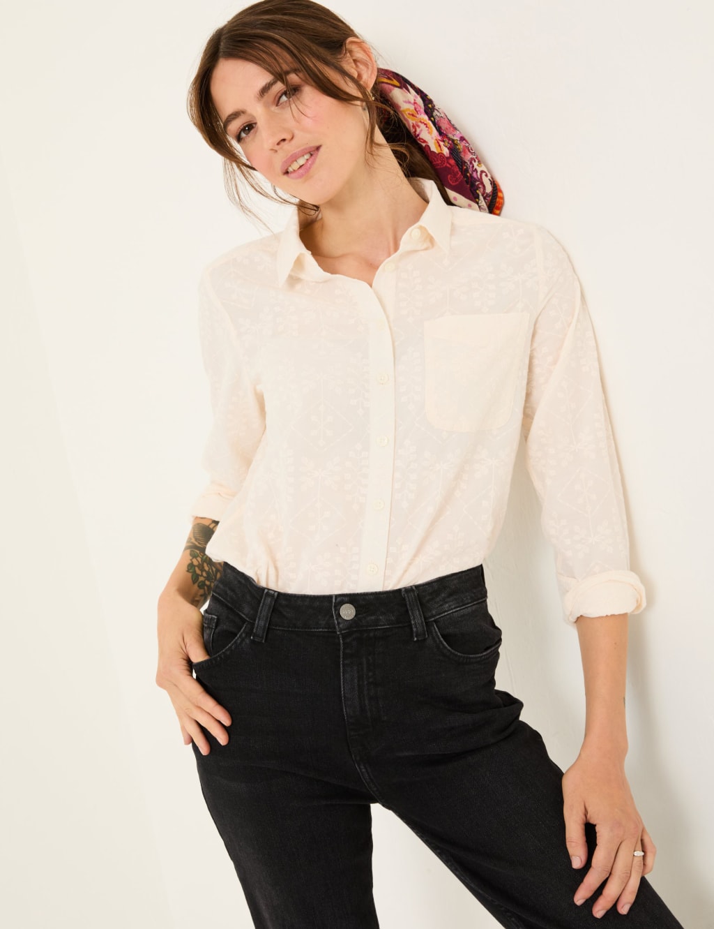 Pure Cotton Embroidered Shirt