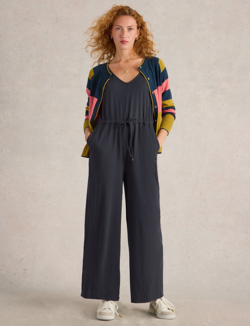 Cotton Rich Jersey Wide Leg Jumpsuit