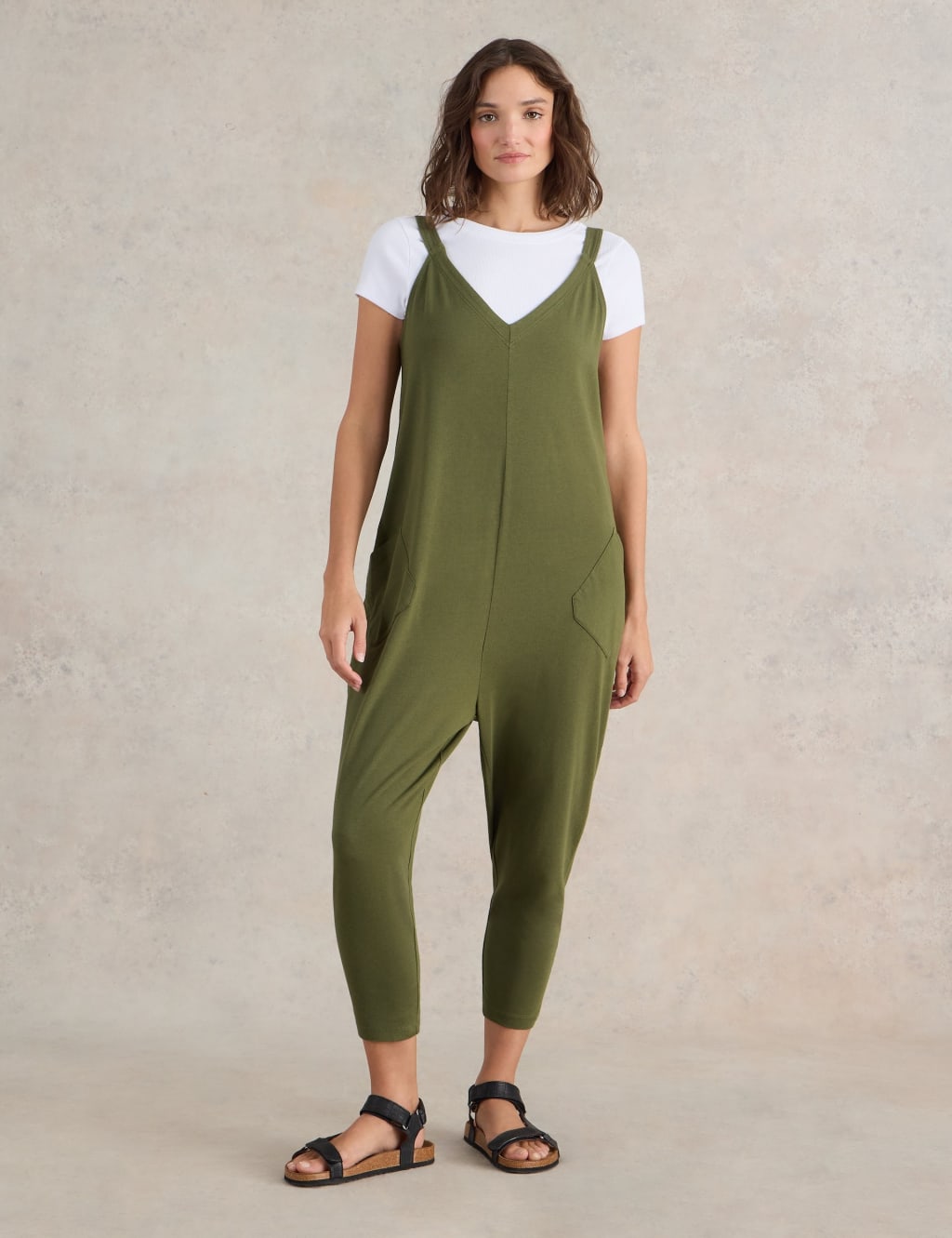 Cotton Rich Jersey Cropped Jumpsuit