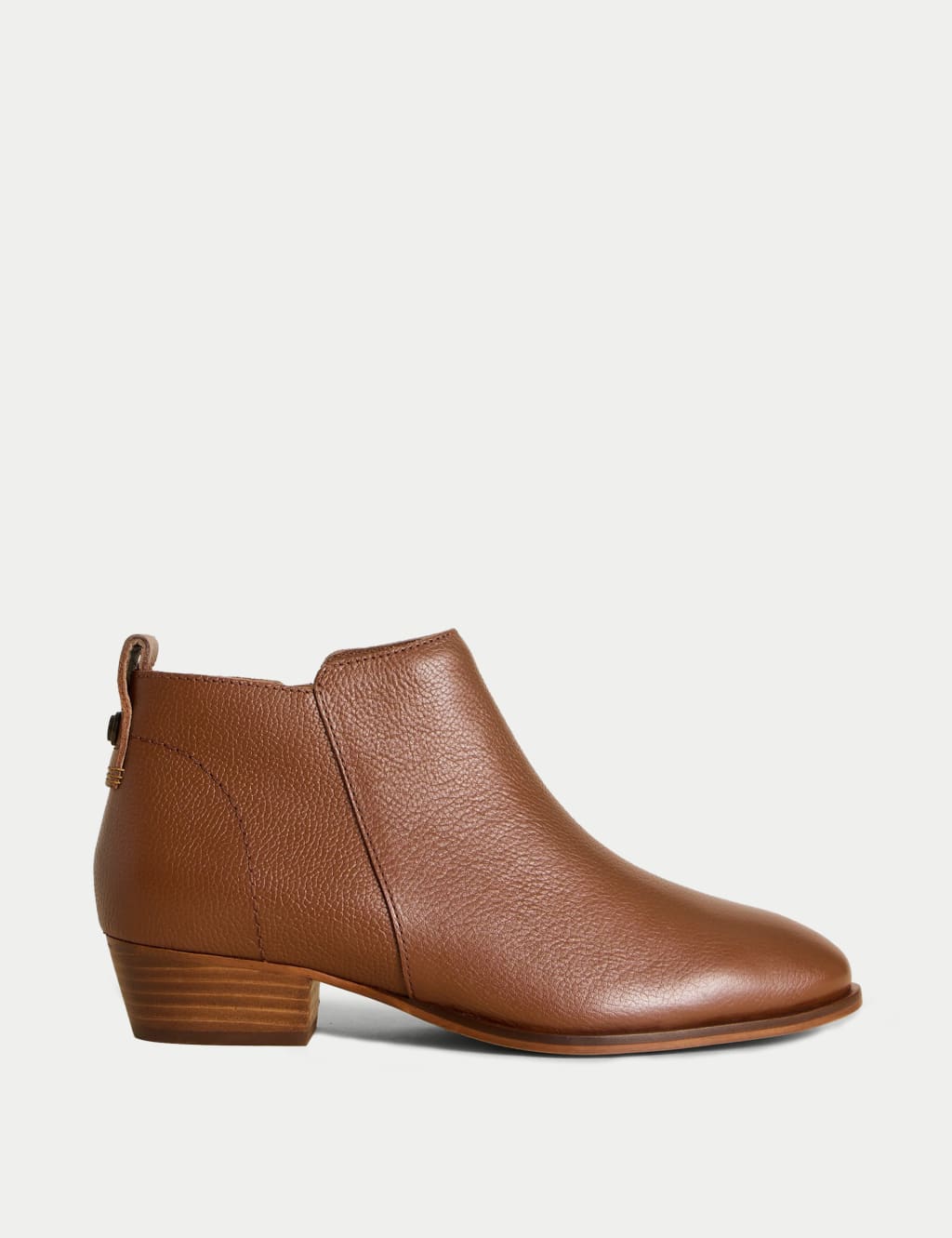 Leather Block Heel Ankle Boots