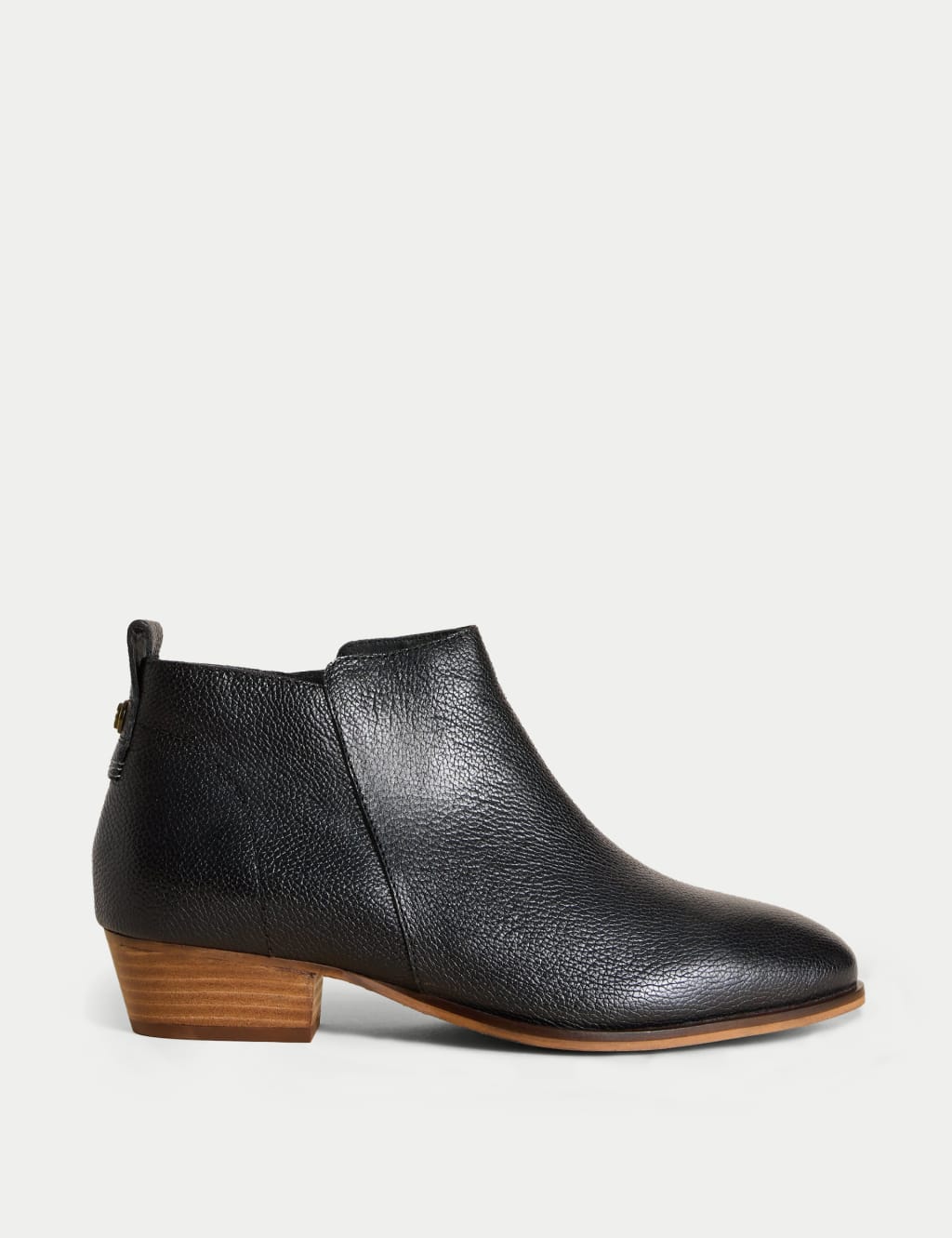Leather Block Heel Ankle Boots