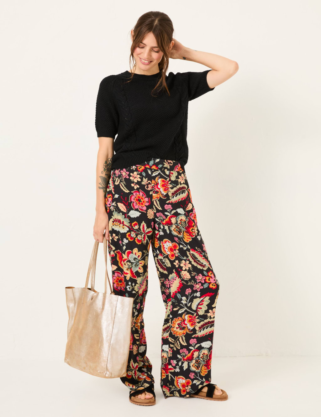 Floral Wide Leg Trousers