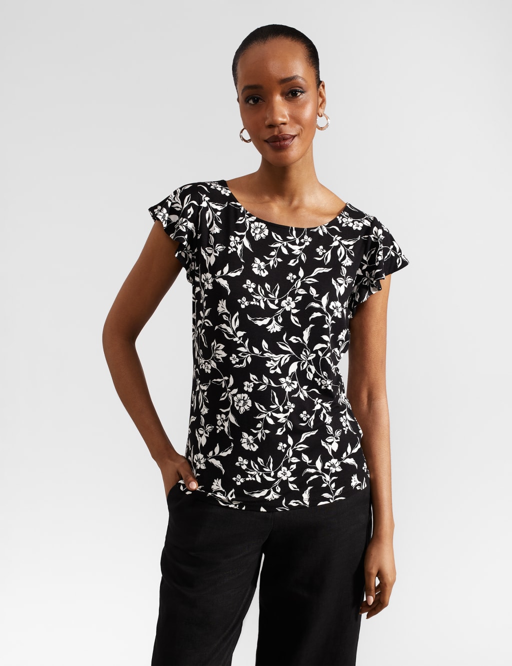 Hobbs Women's Floral Top - XS - Black Mix, Black Mix