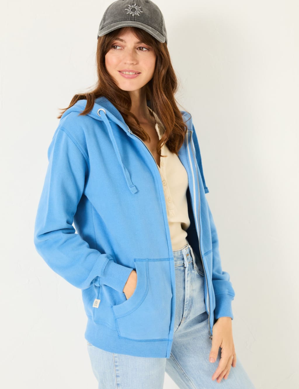 Cotton Rich Zip Up Hoodie