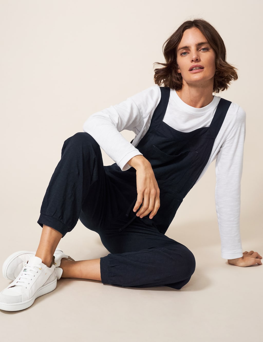 White Stuff Women's Jersey Ankle Grazer Dungarees - 10 - Black, Green,Black