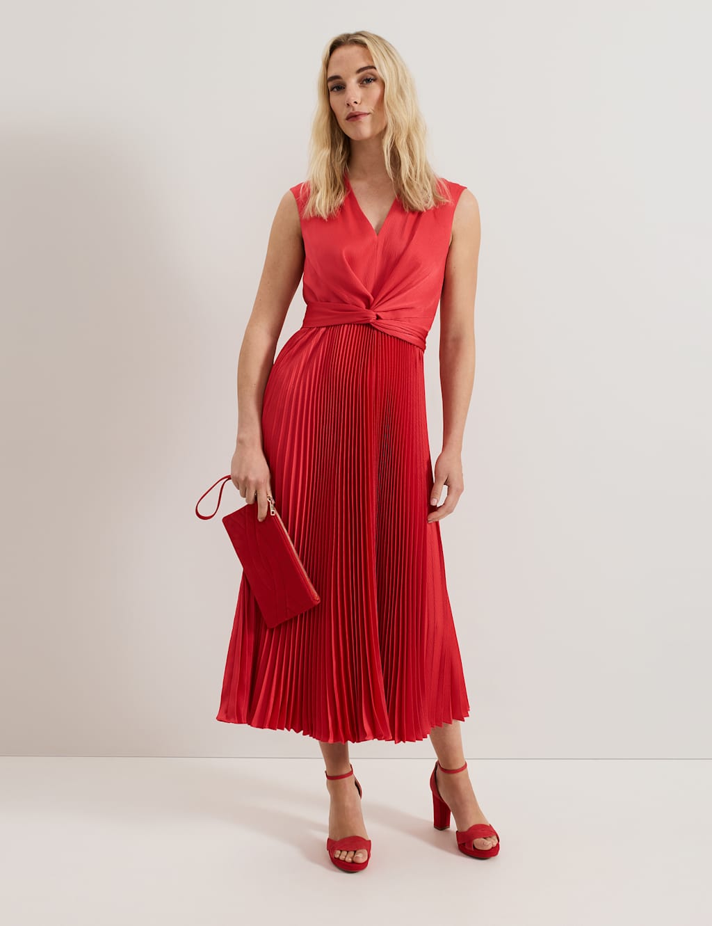 Celestia V-Neck Pleated Wrap Dress