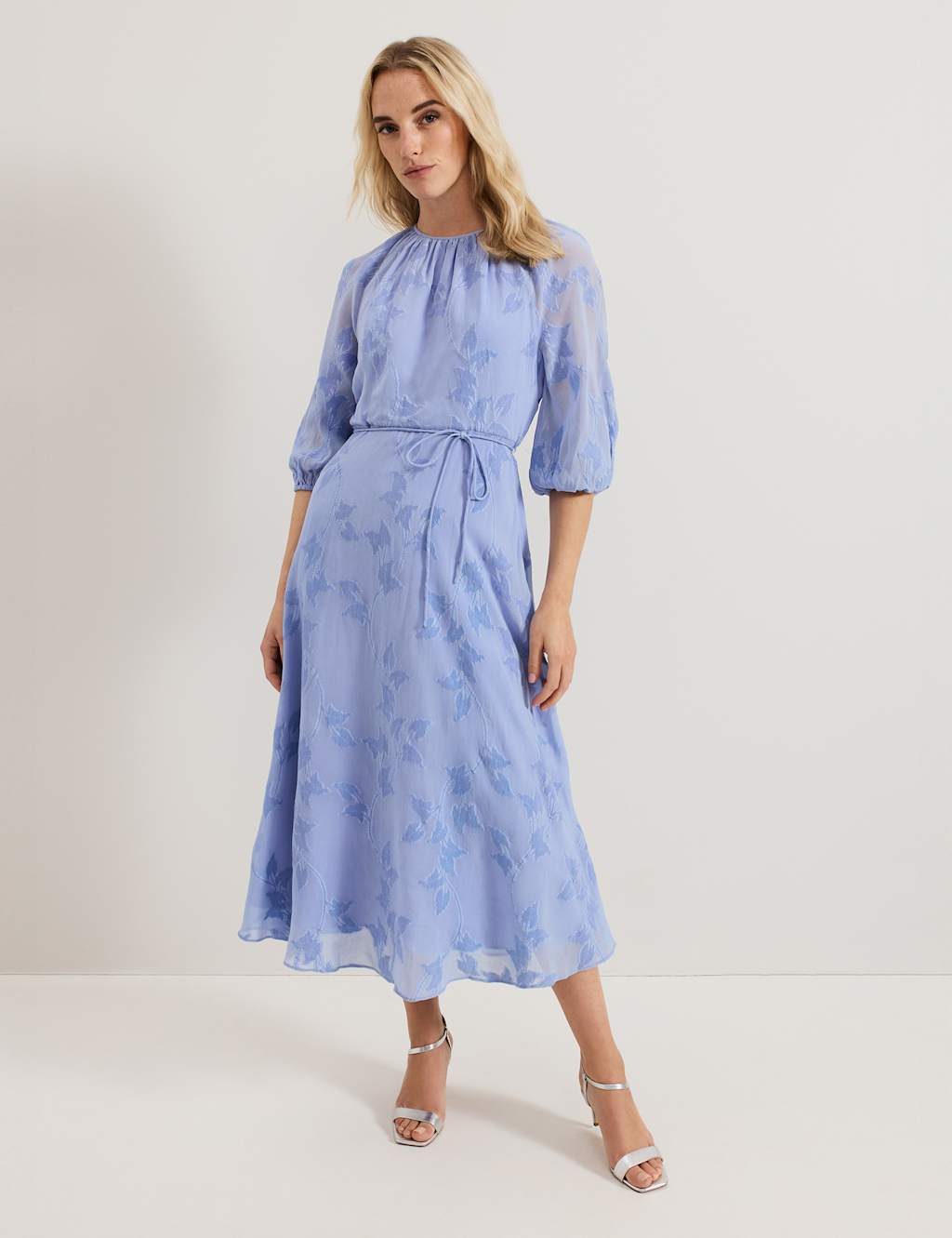 Floral Round Neck Midaxi Skater Dress