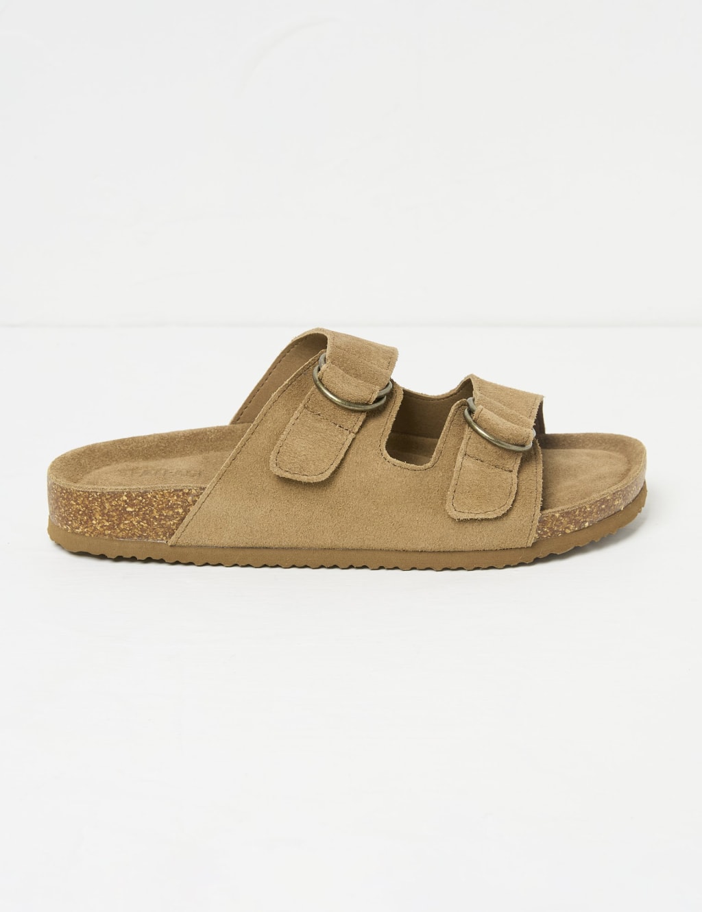 Suede Buckle Flat Sandals