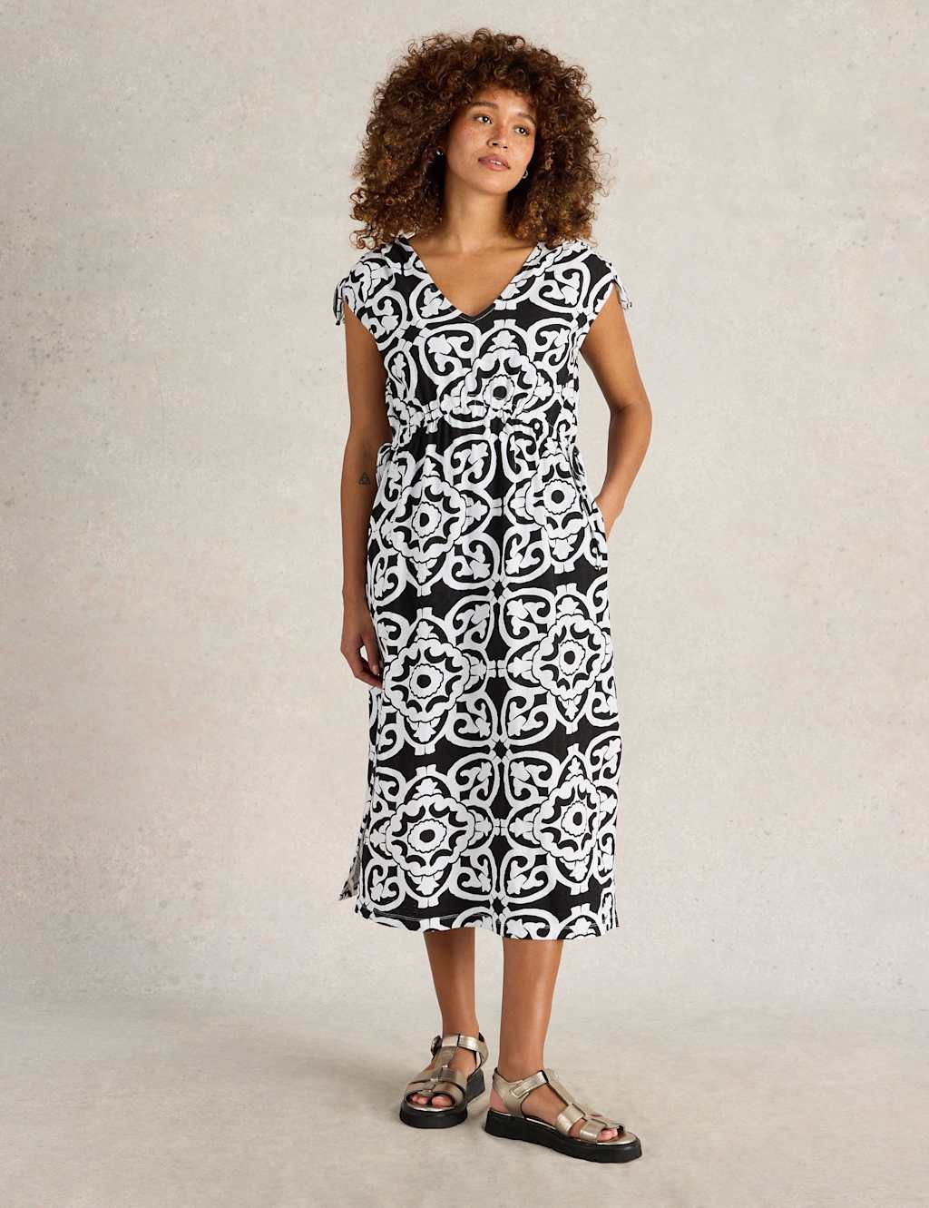 Pure Cotton Printed Midi Beach Dress