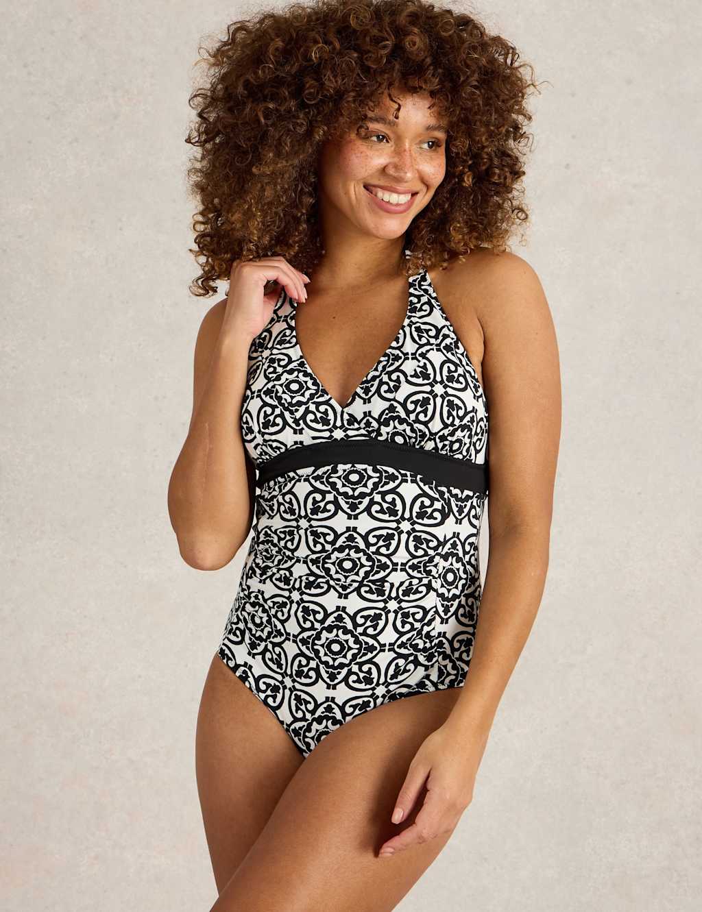 Reversible Printed Wrap Halterneck Swimsuit