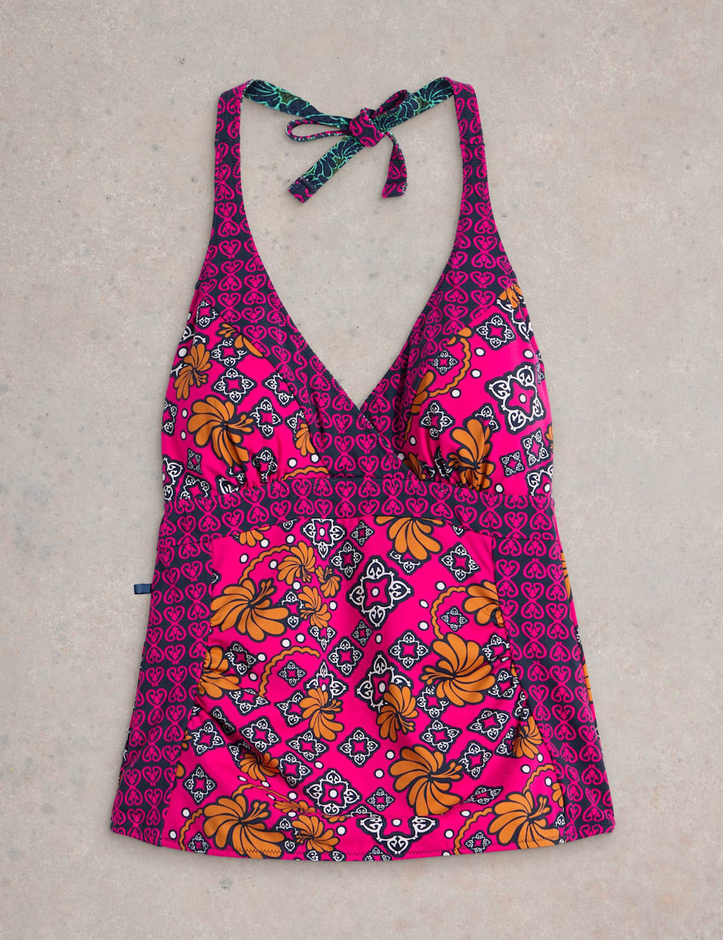 Reversible Printed Halterneck Tankini Top