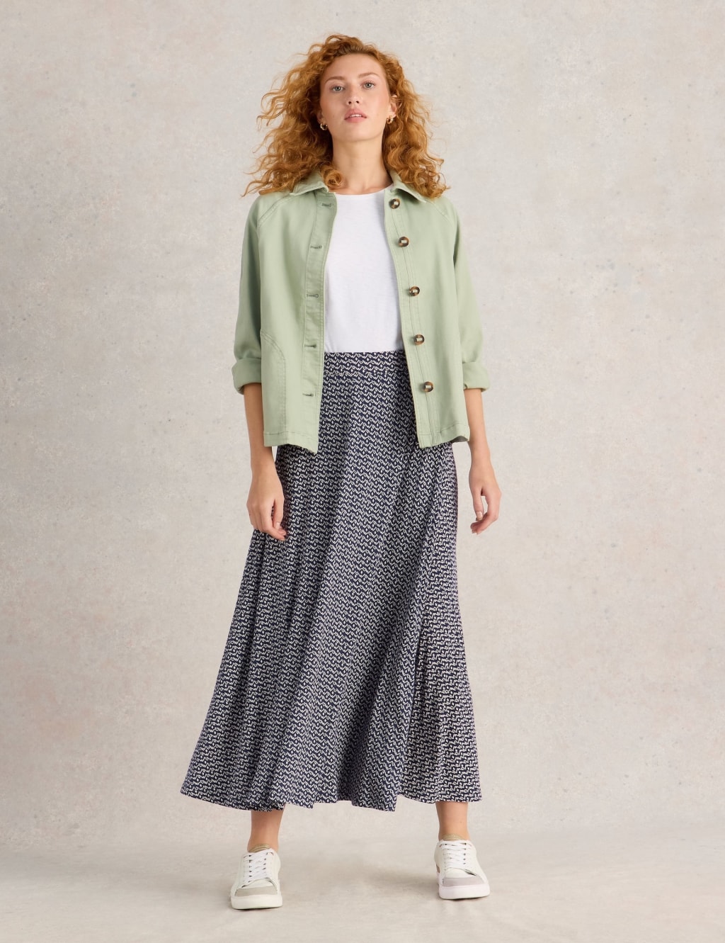 Jersey Printed Midaxi A-Line Skirt