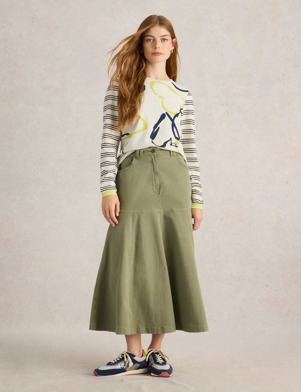 Cotton Rich Midaxi A-Line Skirt